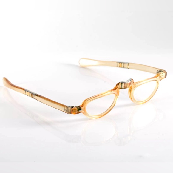 SALE Vntg 1960s Unisex Amber Frame Folding Librarian /Professor /Reading Glasses - Picture 3 of 10